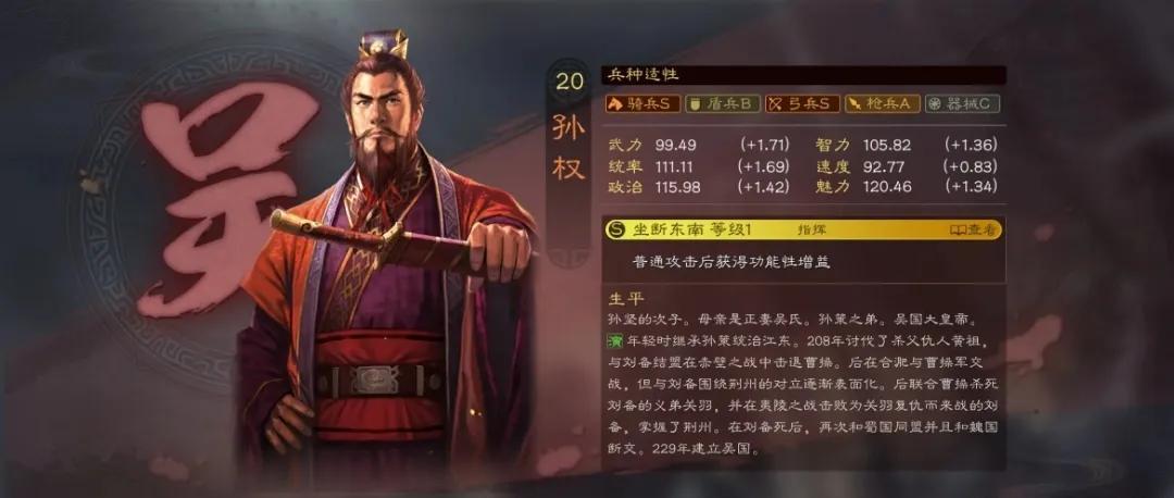 三国志战略版孙权强度如何（孙权有什么自带的战法）